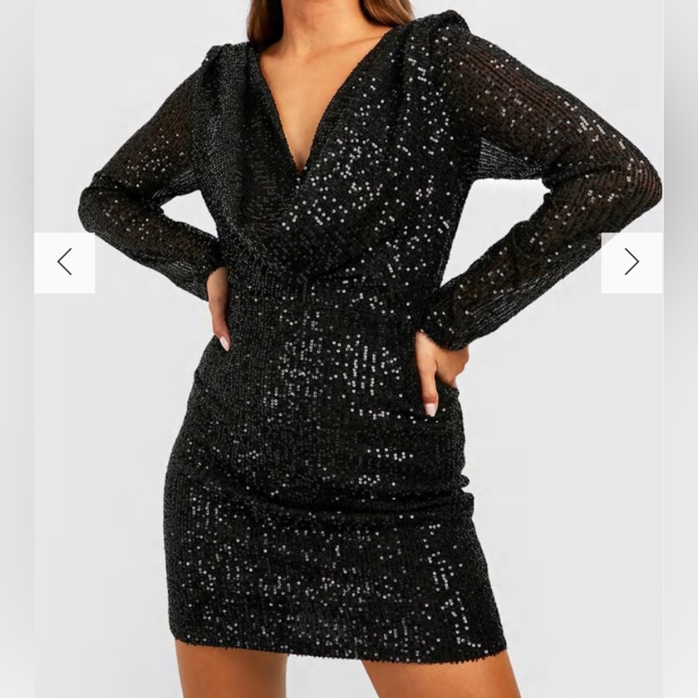 BooHoo Black sequin mini dress size 8